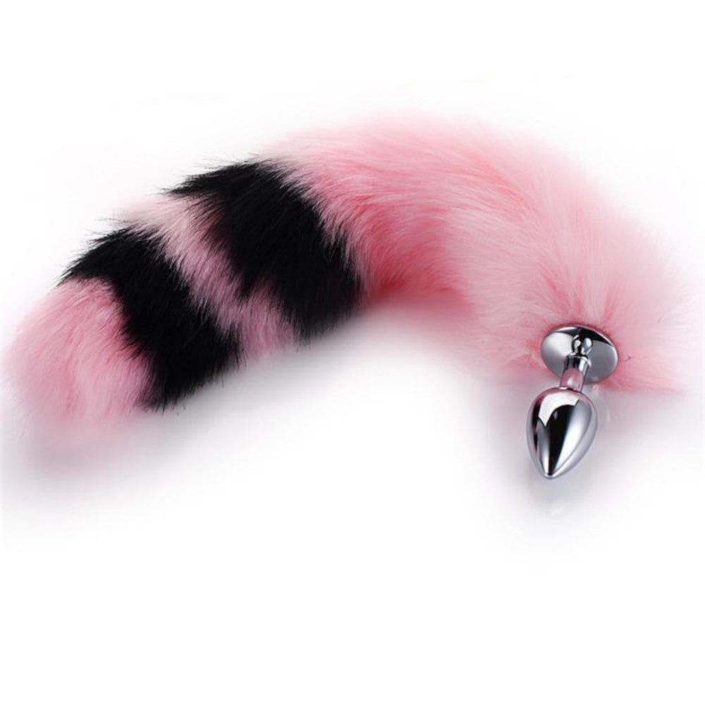 Pink with Black Fox Metal Tail, 14"