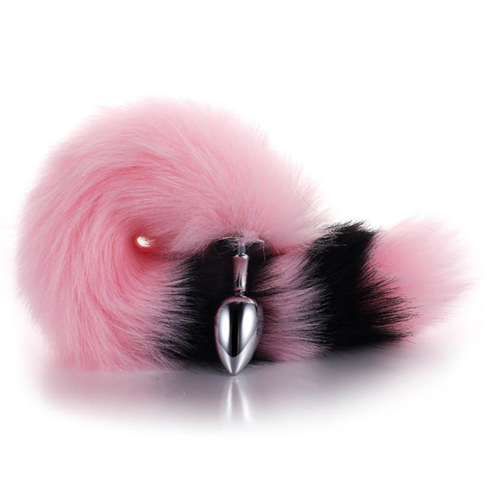 Pink with Black Fox Metal Tail, 14"