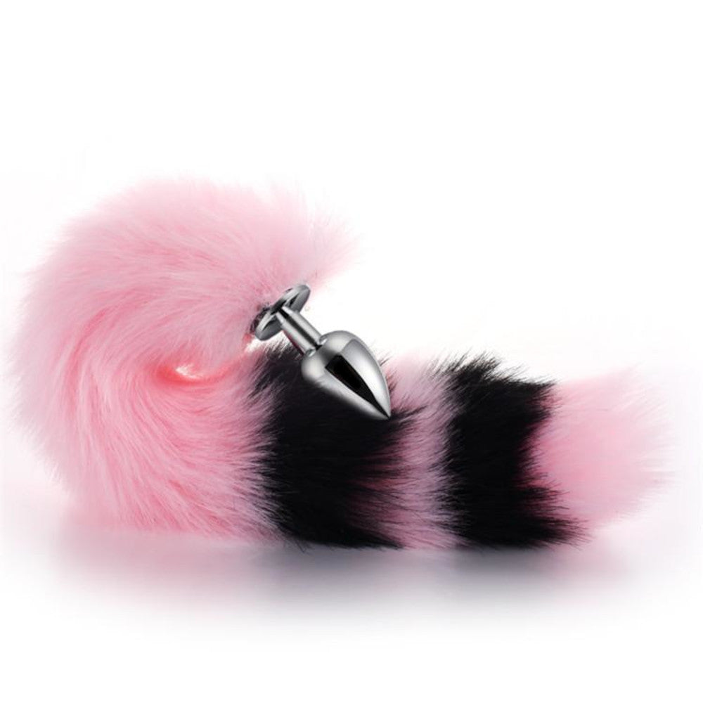 Pink with Black Fox Metal Tail, 14"