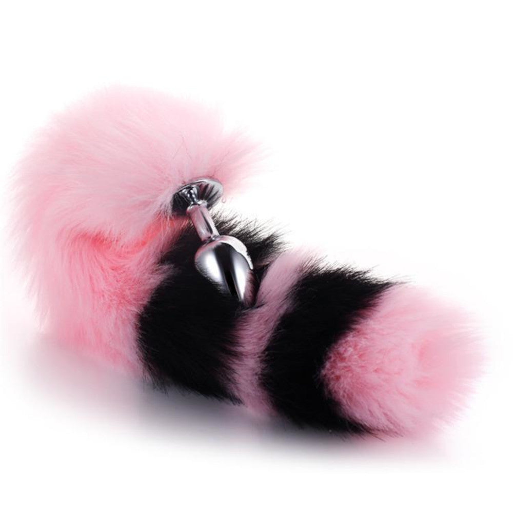 Pink with Black Fox Metal Tail, 14"