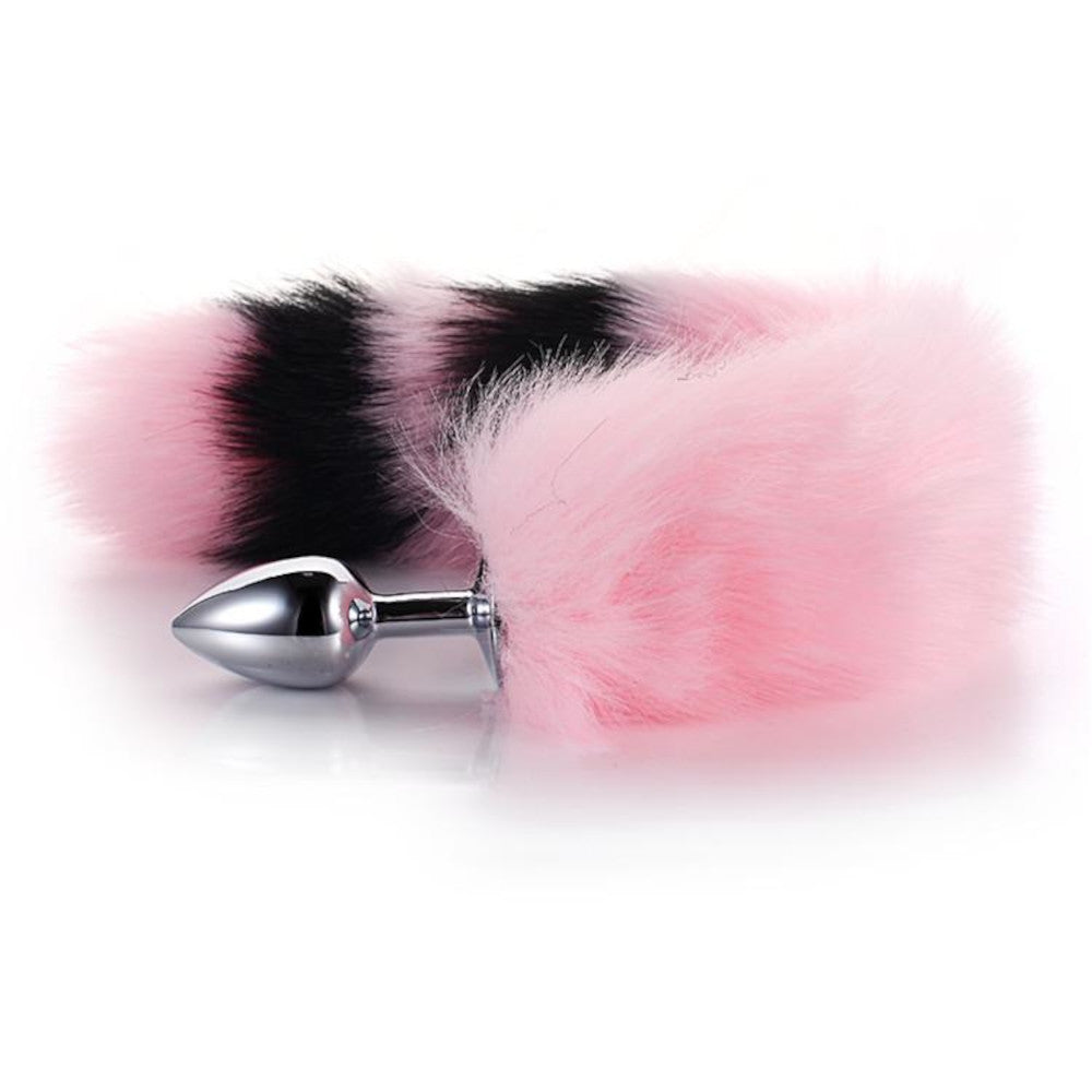 Pink with Black Fox Metal Tail, 14"