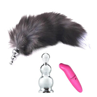 Dark Fox Tail With Vibrating Plug, 15"