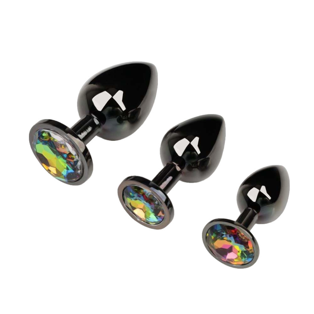 Gunmetal Jeweled Plug Set (3 Piece)