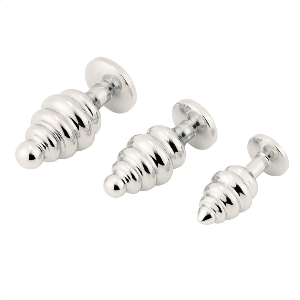 Ribbed Jeweled Plug Set (3 Piece)