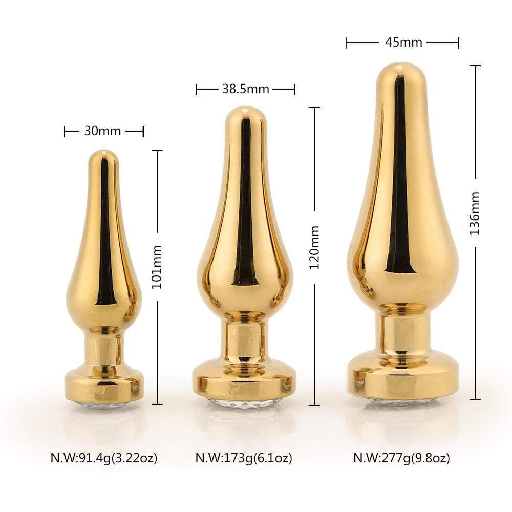 Tapered Gold Jeweled Plug 3 Piece Set