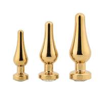 Tapered Gold Jeweled Plug 3 Piece Set