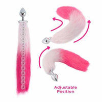 Pink with White Fox Shapeable Metal Tail, 18"