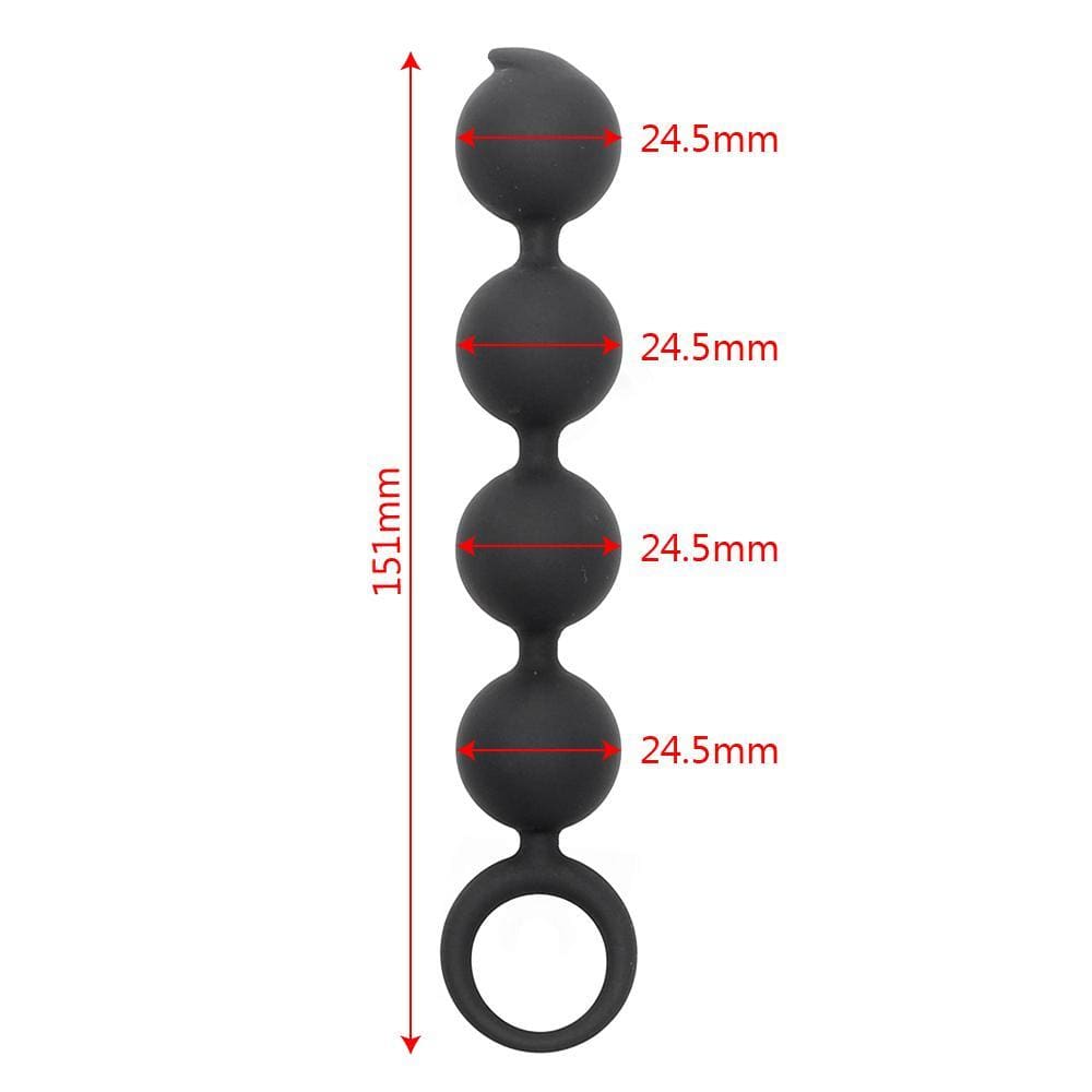 6" Silicone Anal Beads with Pull Ring