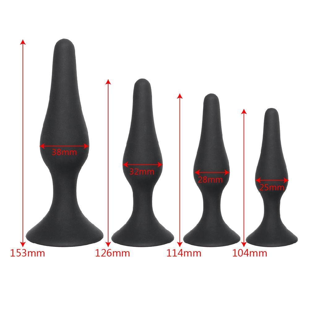 4 Sizes Available Black Silicone Butt Plug