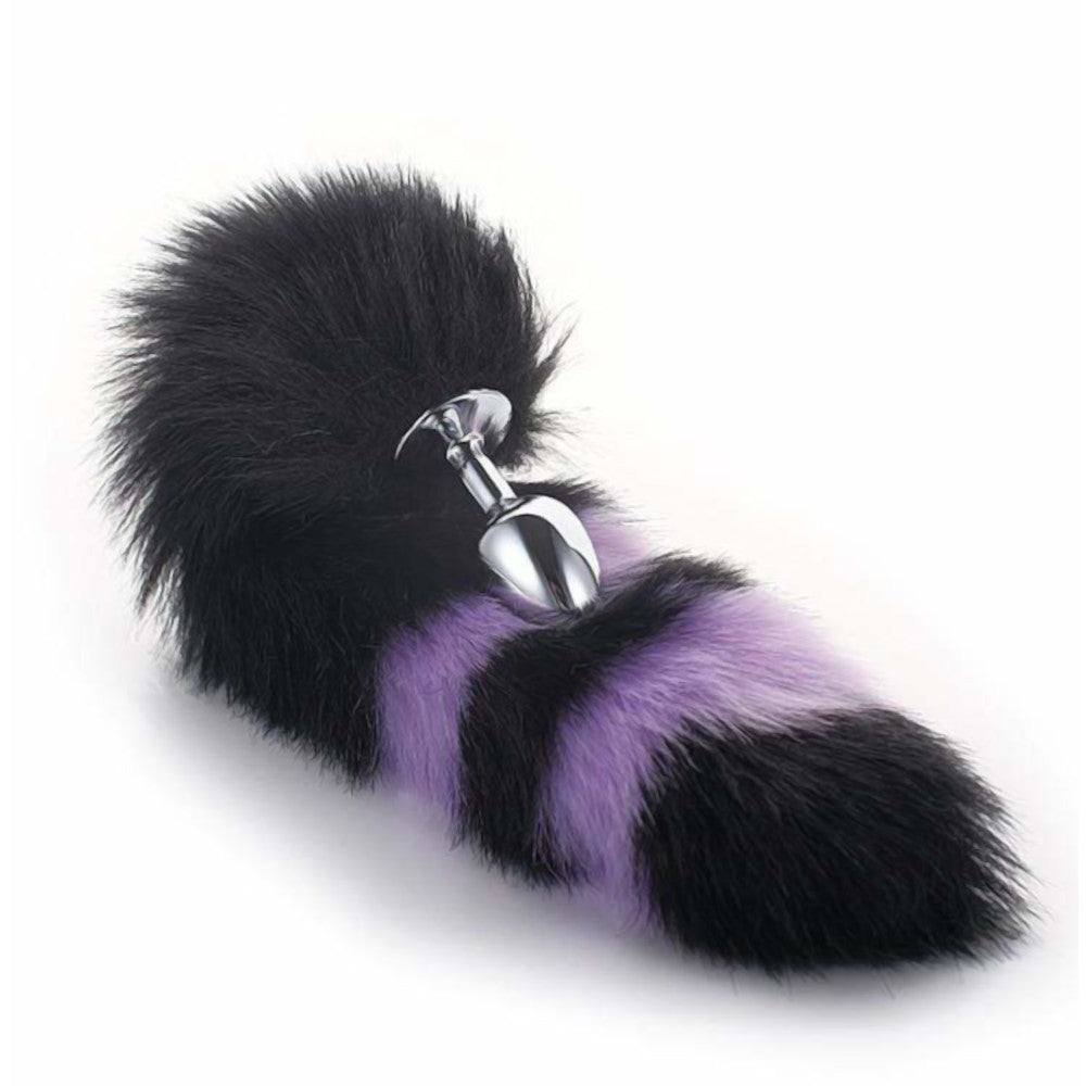 Black With Purple Fox Metal Tail Plug, 14"
