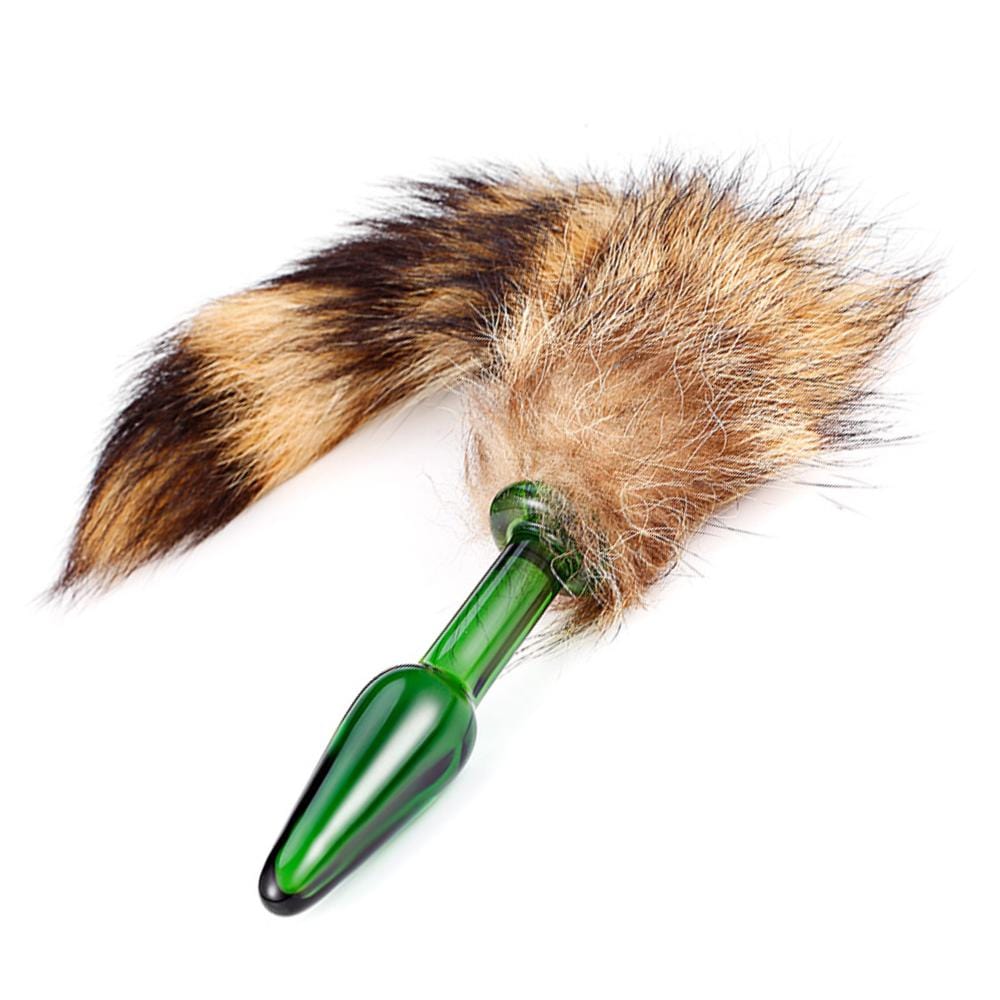 Glass Raccoon Tail Butt Plug, 12"