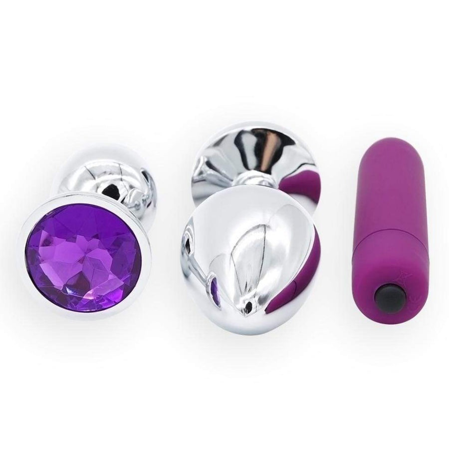 Purple Jeweled 3" Stainless Steel Butt Plug