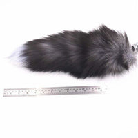 15" Dark Fox Tail with Ribbed-type Princess Plug and Extra Vibrator