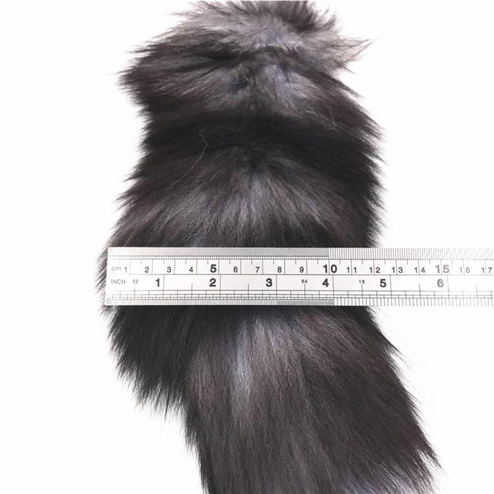 Dark Fox Tail With Vibrating Plug, 15"