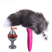 15" Dark Fox Tail with Princess-type Steel Plug and Extra Vibrator