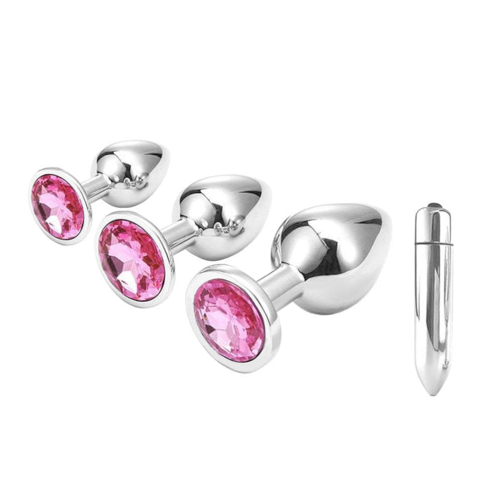 Cute Pink Princess Butt Plug With Vibrator